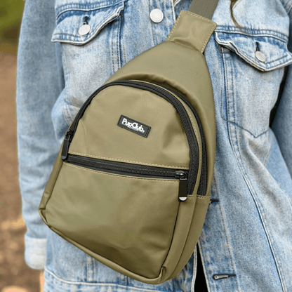 Water-Resistant Sling Backpack – Khaki Green