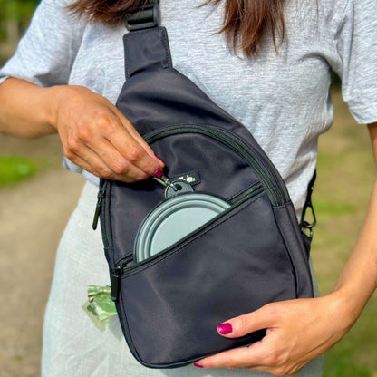 Water-Resistant Sling Backpack – Khaki Green